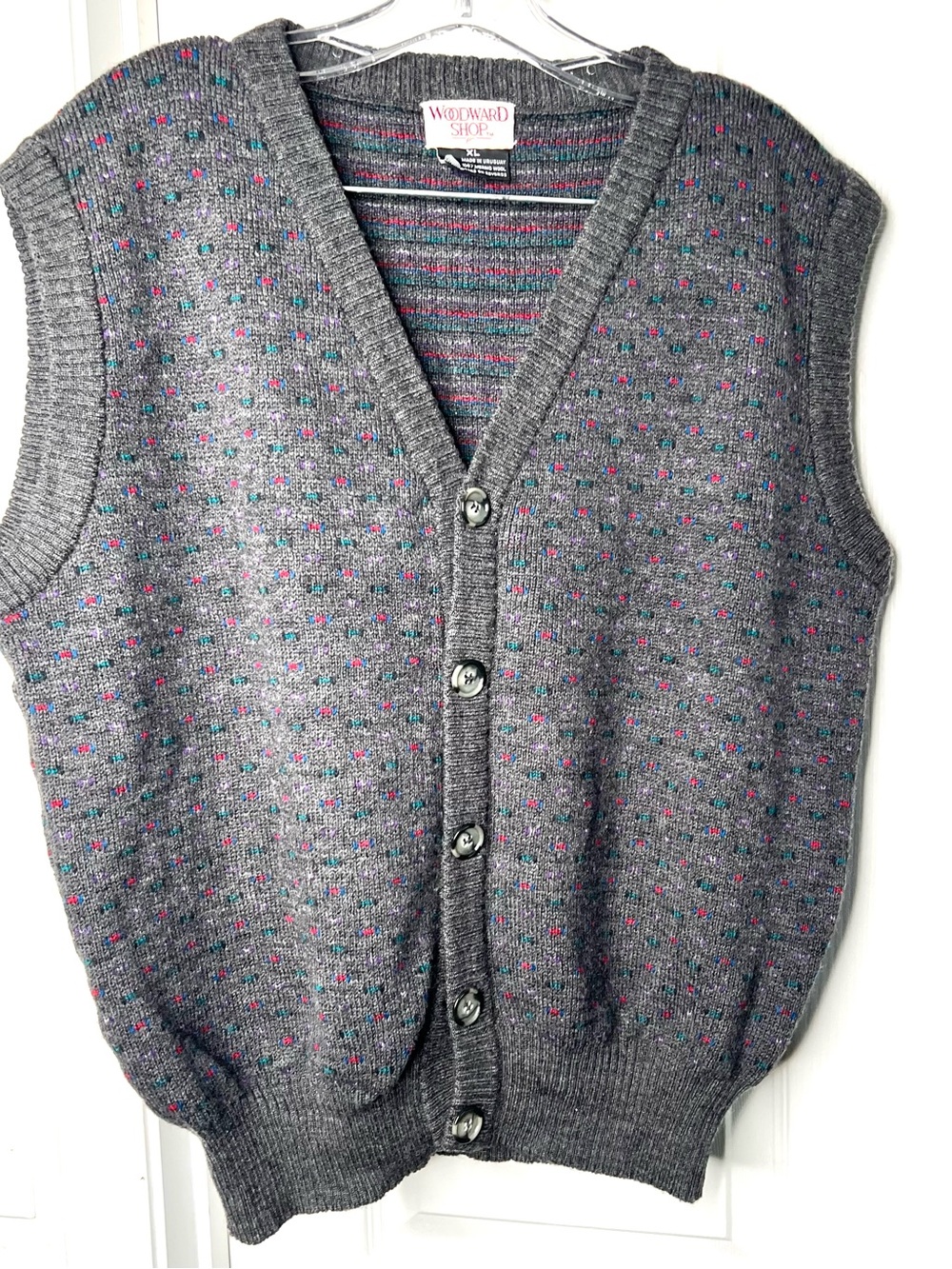 Woodward  Shop Sz XL VTG Men’s Vest  Gray 100%  Merino Wool knit